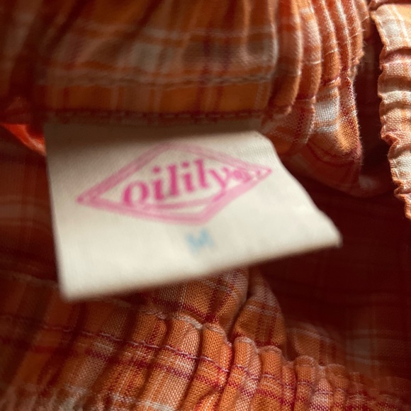 Oilily HOLLAND] Tangerine check floral prints Cotton Wide Tired Bohemian Skirt - Picture 4 of 8